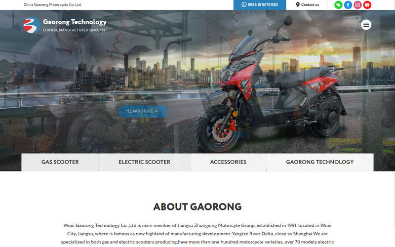 Gas Scooter/Electric Scooter Manufacturer(Supplier)--China Gaorong Motorcycle Co. Ltd.网站快照