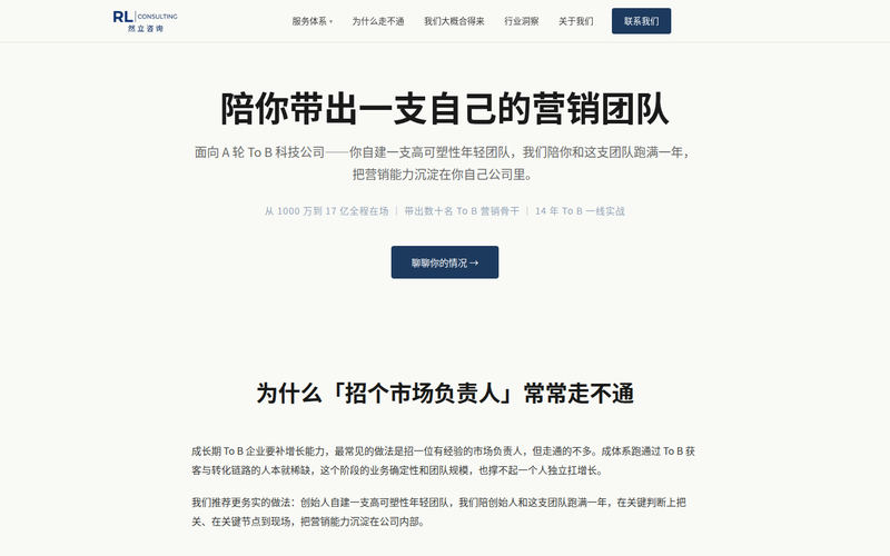 然立咨询|To B 科技公司年度营销陪跑与市场团队带教网站快照