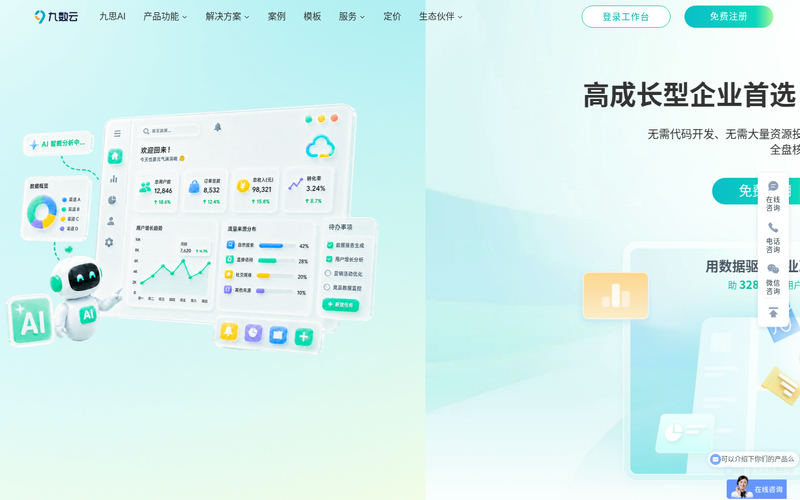 「九数云官网」BI+AI数据分析工具网站快照