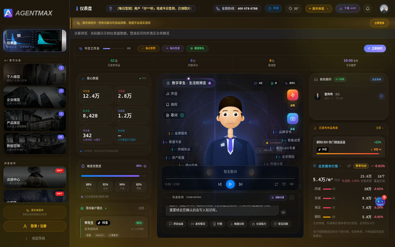 AgentMax - 房产 AI 数字分身平台网站快照