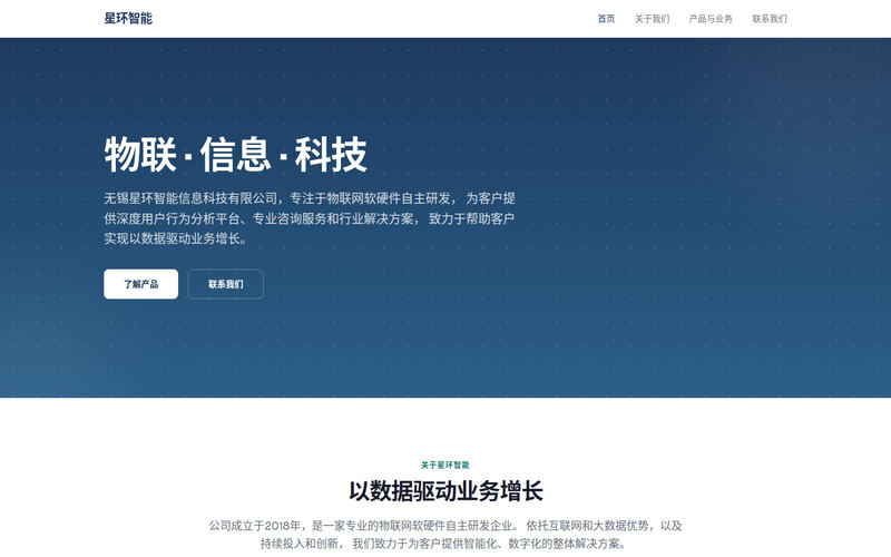 星环智能 - 物联 · 信息 · 科技网站快照