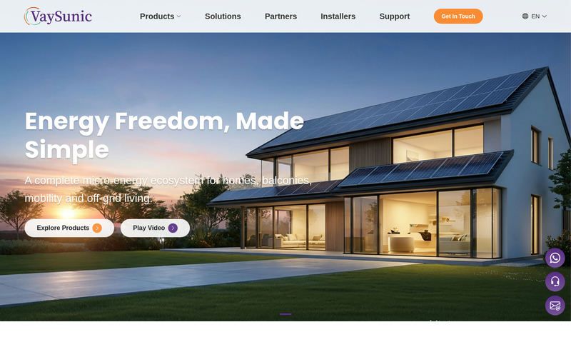 VaySunic New Energy - A complete micro-energy ecosystem for homes, balconies, mobility and off-grid living.网站快照