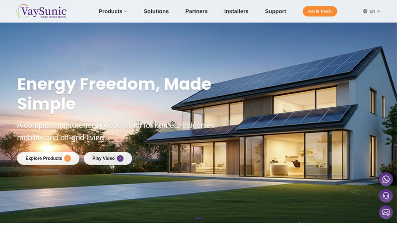 VaySunic New Energy - A complete micro-energy ecosystem for homes, balconies, mobility and off-grid living.网站快照