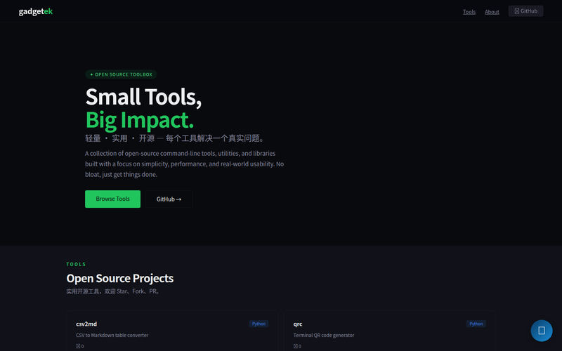 Gadgetek — 开源小工具 · Open Source Toolbox网站快照