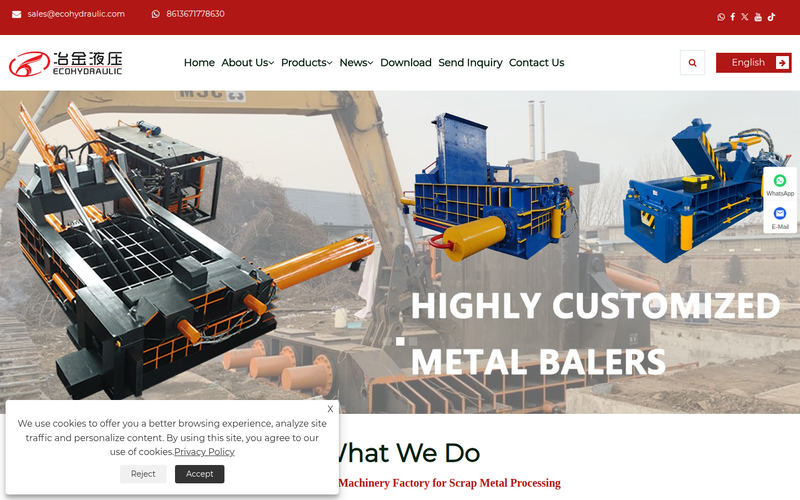 China Hydraulic Metal Briquetting Machine, Baler Machine, Shear Machine Manufacturer & Supplier - ECOHYDRAULIC网站快照
