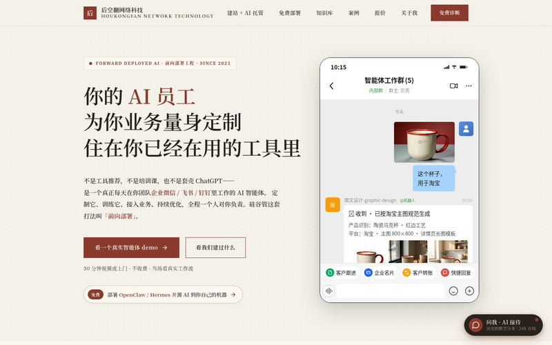 后空翻网络科技 · AI 智能体定制工作室 · 为你的业务量身打造网站快照