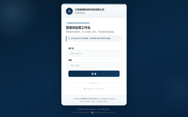 登录 · 江苏能越新材料科技有限公司网站快照
