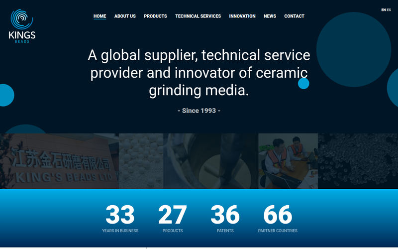 KINGS BEADS | A global supplier, technical service provider and innovator of ceramic grinding media.网站快照