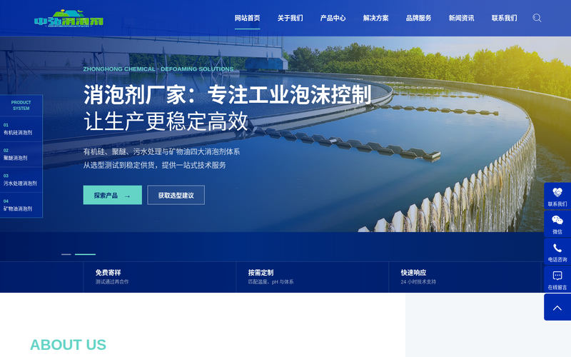消泡剂厂家_有机硅消泡剂_聚醚消泡剂_工业污水处理消泡剂-中弘网站快照